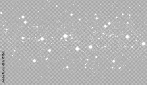 Snowflakes falling decoration isolated background. White snow flying on transparent