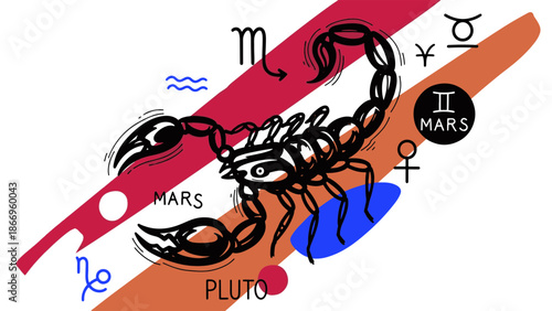 Vibrant astrological design featuring the powerful Scorpio Zodiac sign, an iconic representation of cosmic influence and personal destiny