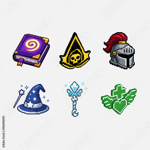 Gaming Role 3d Icon Sticker | Gaming Sticker Illustration | Fantasy Pixel Art | Gaming Illustration