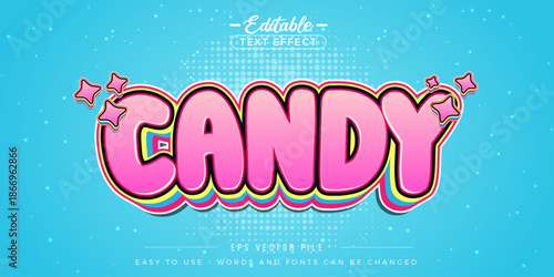 Pink candy text, editable text effect.
