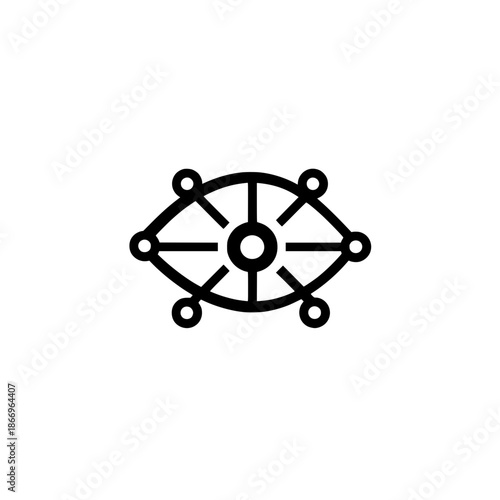 Eye icon integrated with atom symbol vector illustration for science vision technology and abstract design