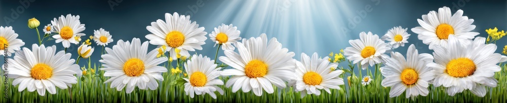 Obraz premium Beautiful daisies in a sunlit garden