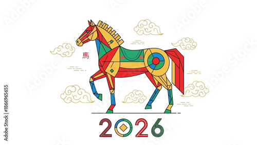Vibrant Horse Illustration for 2026 New Year Celebration.