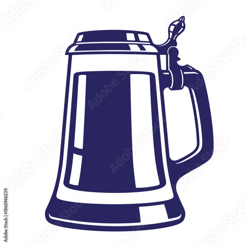 Large beer jug with handle and lid on top  a vessel for serving drinks