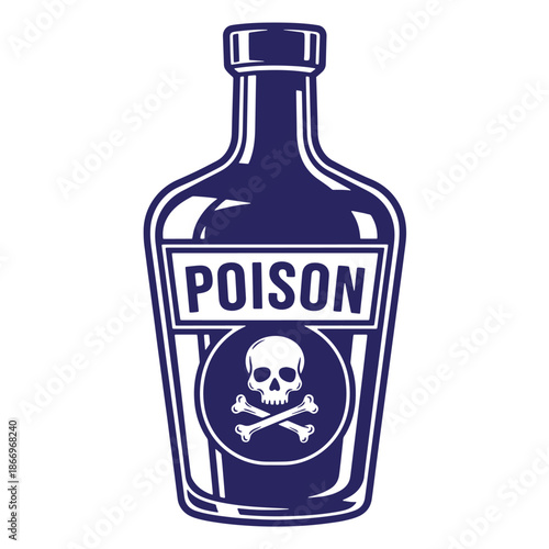 poison bottle with skull and crossbones symbol on label  warning sign  toxic liquid container