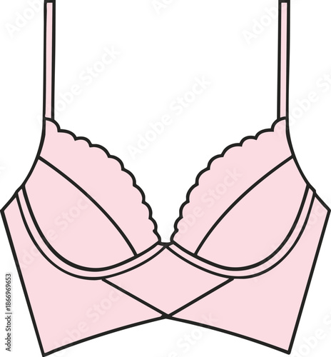 Lingerie Basque corset brassiere underwear Bra top cad Garment Flat clothing technical drawing cads fashion design apparel outline v neck eyelash lace trending vector designer  women illustration 