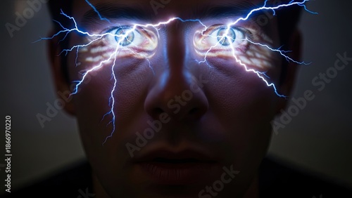 Man with Glowing Electric Eyes.