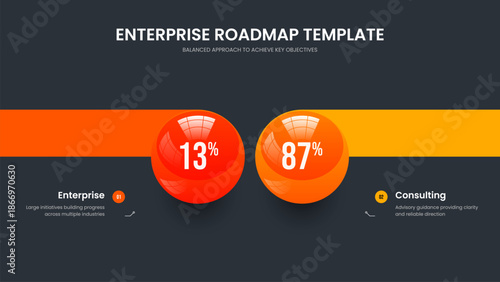 Advertising Overview 2 Option Diagram Presentation Template. Science Insight Frame Design Vector Illustration. Sales Briefing Two Element Chart Slide Layout.