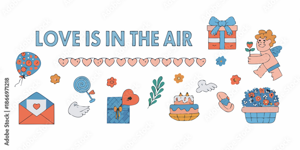 Obraz premium Love is in the air balloons gifts and a sweet romantic celebration
