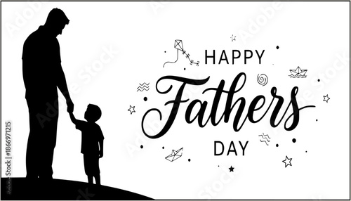 Happy Fathers Day and kid Silhouette Celebration vector illustration