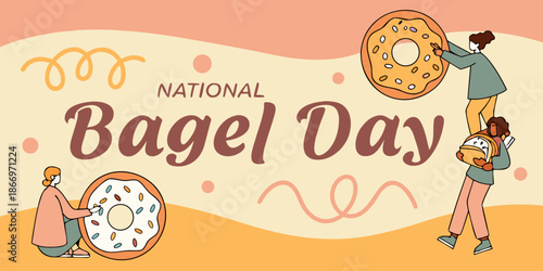 National bagel day concept with cute cartoon character