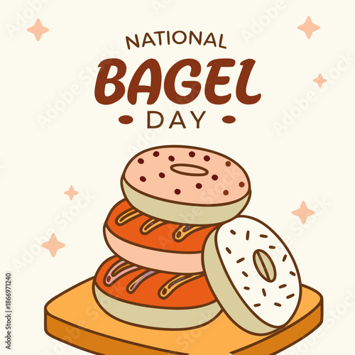 National Bagel Day illustration with bagels and typography