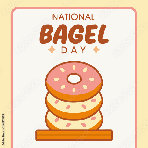 Delicious stacked bagels for National Bagel Day