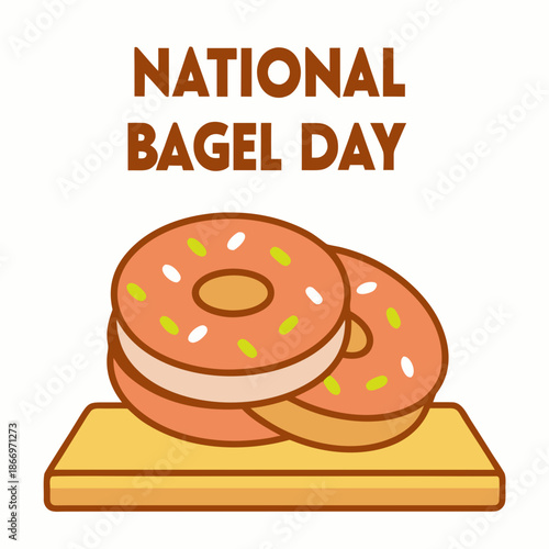 National bagel day and two bagel on wooden board