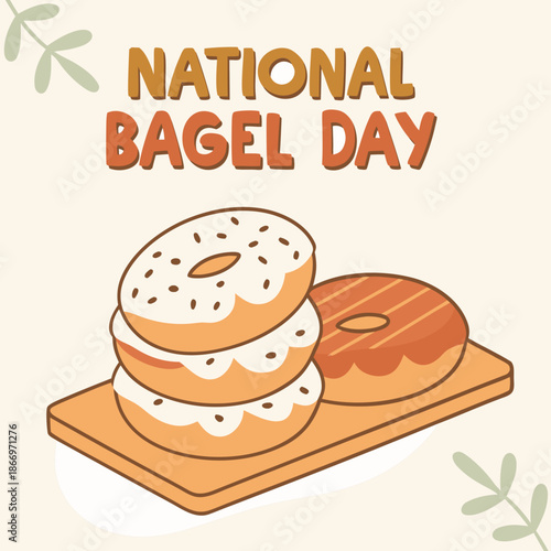 National Bagel Day, celebration food illustration