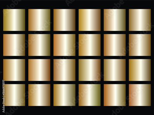 Set of 25 Gold Metallic Gradients Vector Collection