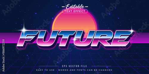 Glowing future text, editable text effect.