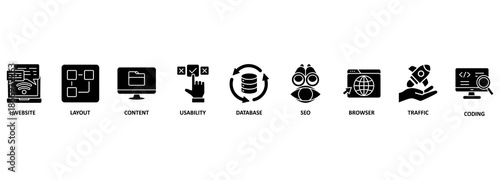 Banner Web Design concept. Chart with Keywords and icons 