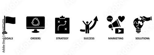 Increase sales. Chart with keywords and icons 