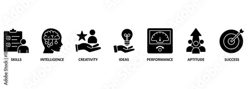 Banner human resource management, talent management and recruitment business vector illustration concept