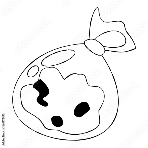 Simple White Trash Bag Illustration on Black