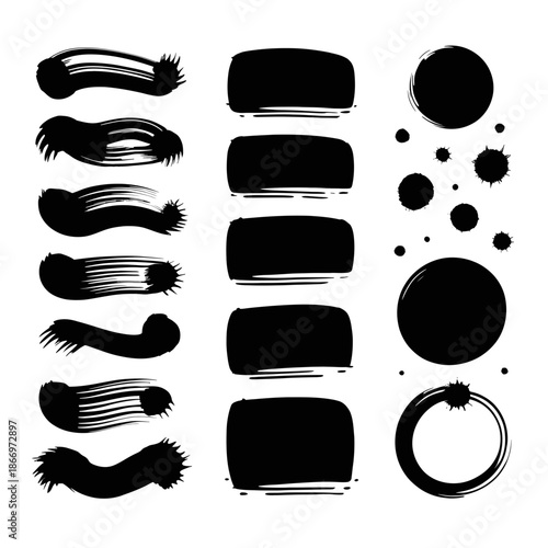 Abstract ink brush strokes and splashes