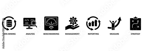 Banner Business intelligence vector illustration concept - business intelligence comprises the strategies and technologies used by enterprises for the data analysis of business information