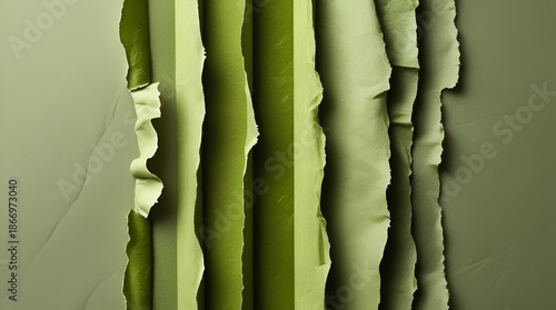 Vertical Torn Matcha Paper Texture with Rich Green Tones