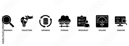 Big data concept. Banner with keywords and icons
