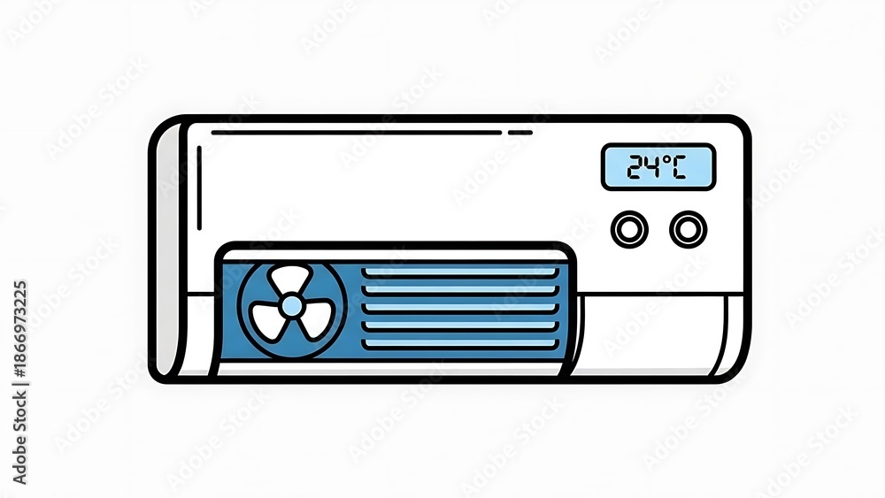 Fototapeta premium Simple Line Drawing of Air Conditioner Unit.