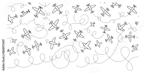 Whimsical airplane pattern in flight