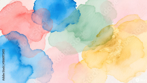 Abstract Watercolor Background in Multiple Vibrant Colors with Soft Artistic Texture