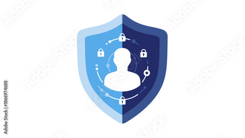 Digital Security Shield Protecting Personal Data and Identity.