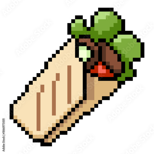 Vector Pixel Art Icon - Kebab Wrap
