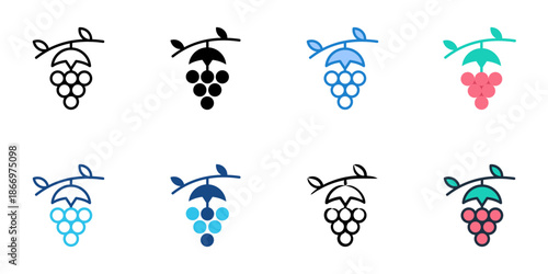 Vineyard icons set multiple style collection. Editable stroke 
