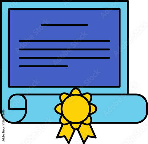 Online certificate achievement flat illustration