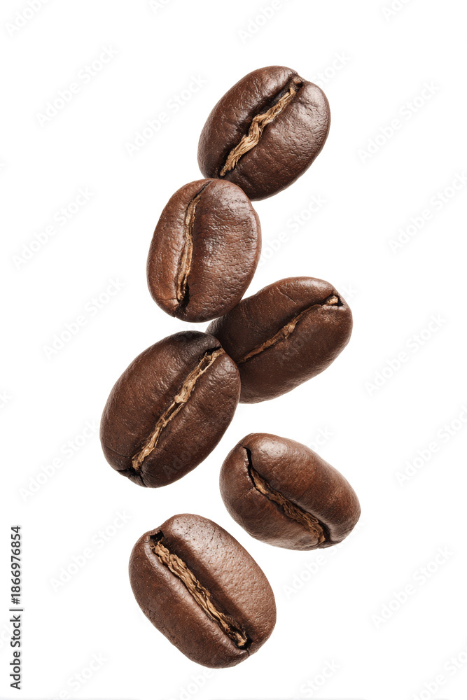 Obraz premium Roasted Coffee Beans on White