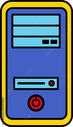Desktop Computer Tower Icon with Power Button