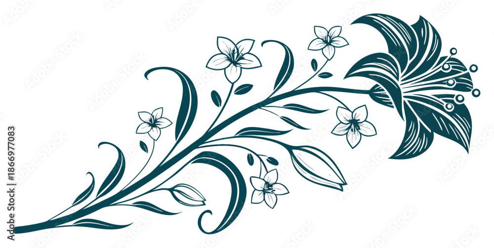 Obraz premium Floral feather illustration