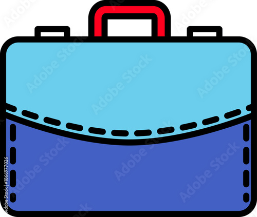 Blue and Red Business Briefcase Icon