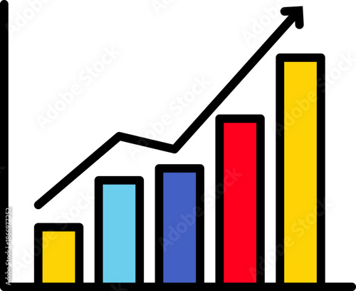 Business Bar Chart and Growth Arrow Icon