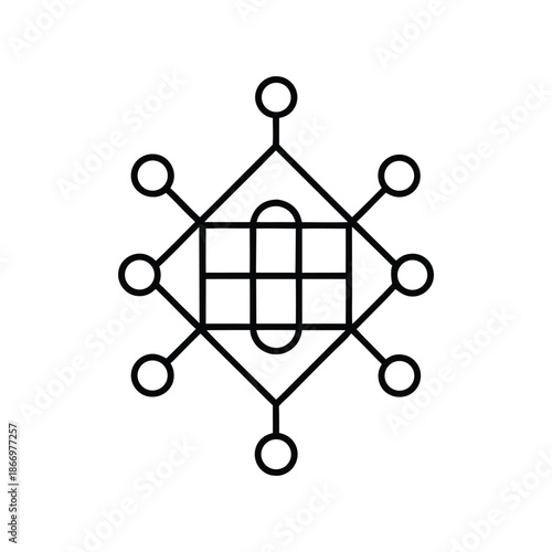 Abstract periodic table and atomic structure science concept icon Vector illustration