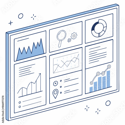 Dashboard with various analytics visualizations