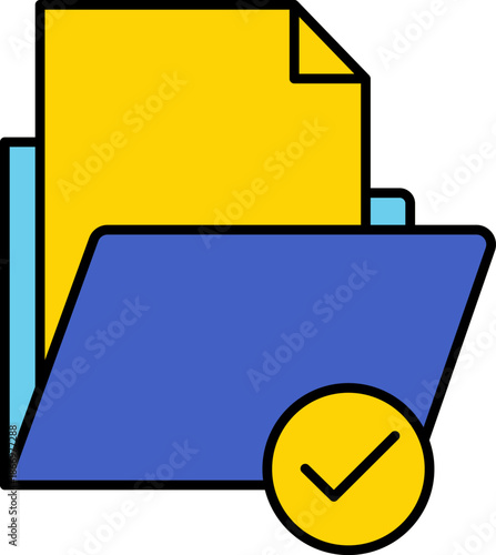 Approved File Folder Icon with Yellow Document and Checkmark