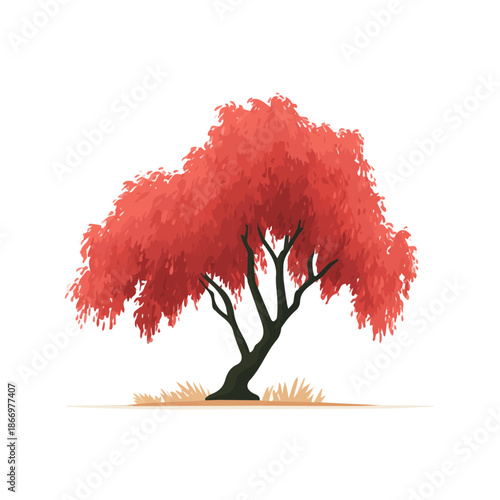 Tamarisk Tree illustrated in a clean 2D flat vector style, minimal and modern, isolated on a white background.