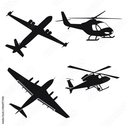 Silhouettes of various aircraft