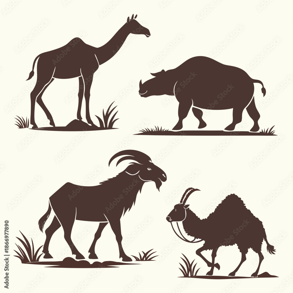 Naklejka premium Silhouettes of various animals