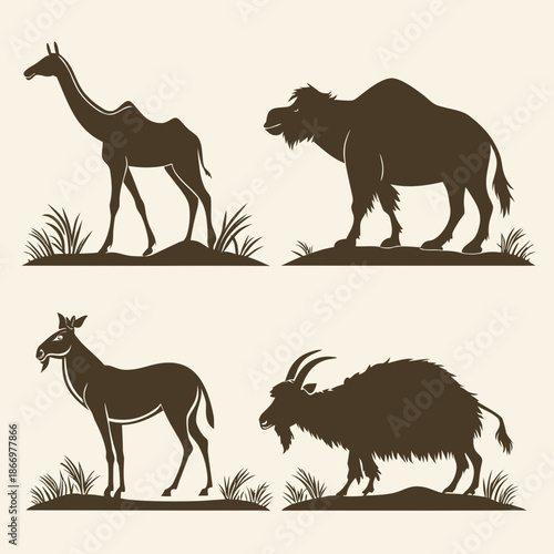 Silhouettes of various animals