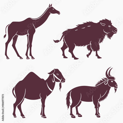 Silhouettes of various animals