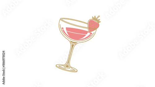 Elegant Strawberry Cocktail in a Coupe Glass.
